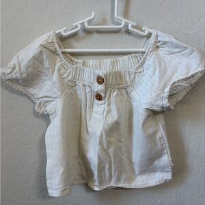 Girls White Off-Shoulder Button Front Top